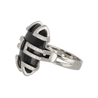 Vintage Cartier La Baiser Du Dragon 18K Black Jadeite & Diamond Ring