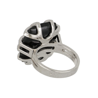 Vintage Cartier La Baiser Du Dragon 18K Black Jadeite & Diamond Ring