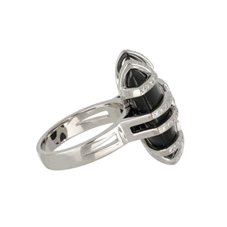 Vintage Cartier La Baiser Du Dragon 18K Black Jadeite & Diamond Ring