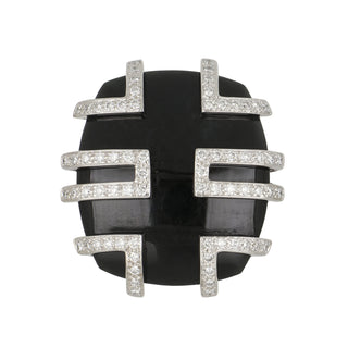 Vintage Cartier La Baiser Du Dragon 18K Black Jadeite & Diamond Ring