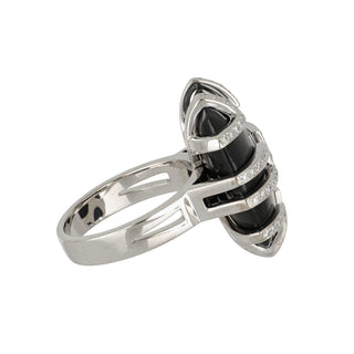 Vintage Cartier La Baiser Du Dragon 18K Black Jadeite & Diamond Ring