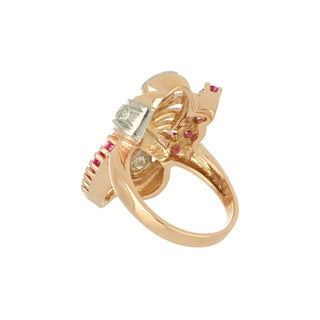 Retro 18K Diamond & Pink Sapphire Cocktail Ring
