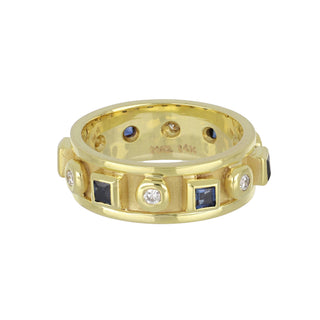 Mazza 14K Bezel-Set Sapphire & Diamond Wide Band