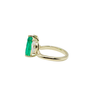 18K Gold 3.60ct GIA Colombian Emerald Three-Stone Ring with Diamonds
