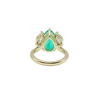 18K Gold 3.60ct GIA Colombian Emerald Three-Stone Ring with Diamonds