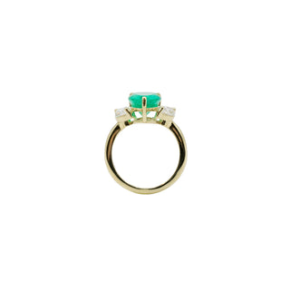 18K Gold 3.60ct GIA Colombian Emerald Three-Stone Ring with Diamonds