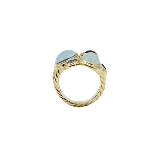Estate David Yurman 18K Gold Blue Gemstone Mosaic Ring