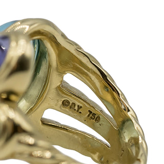 Estate David Yurman 18K Gold Blue Gemstone Mosaic Ring
