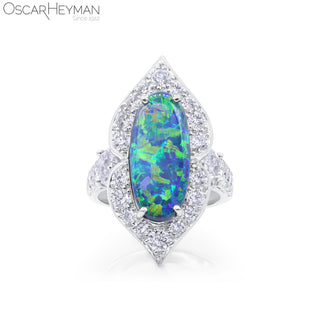 Oscar Heyman Platinum Unheated Australian Black Opal Ring