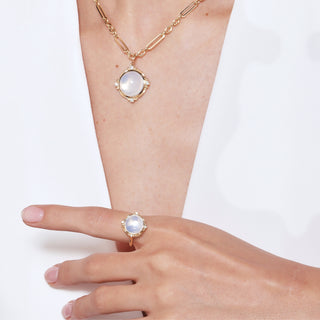 Syna 18K Gold Moon Quartz Axia Ring