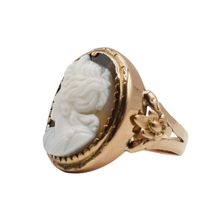 Victorian 14K Gold Agate Cameo Ring