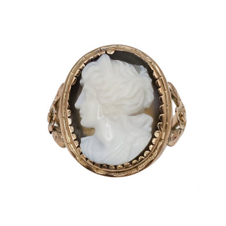Victorian 14K Gold Agate Cameo Ring