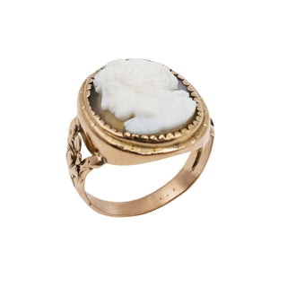 Victorian 14K Gold Agate Cameo Ring