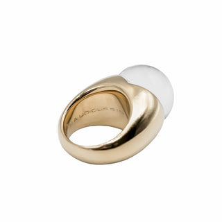 Vintage Mauboussin 18K Gold Rock Crystal Dome Ring