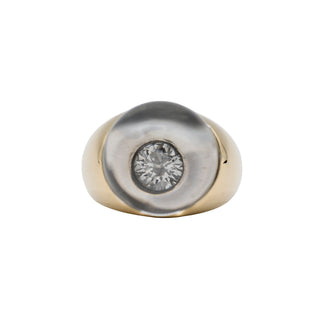 Vintage Mauboussin 18K Gold Rock Crystal Dome Ring