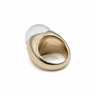 Vintage Mauboussin 18K Gold Rock Crystal Dome Ring