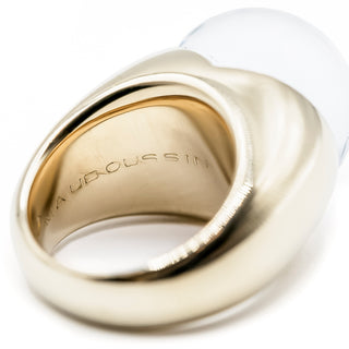 Vintage Mauboussin 18K Gold Rock Crystal Dome Ring