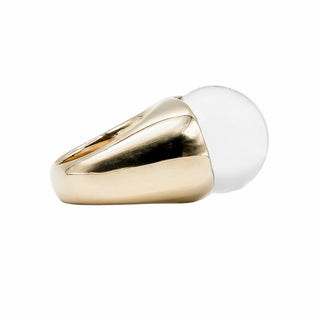 Vintage Mauboussin 18K Gold Rock Crystal Dome Ring