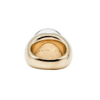 Vintage Mauboussin 18K Gold Rock Crystal Dome Ring