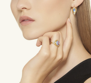 Temple St. Clair 18K Gold Blue Moonstone Temple Ring