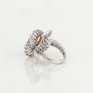 Estate Salavetti 18K White Gold Golden Sapphire Ballerina Ring with Diamonds