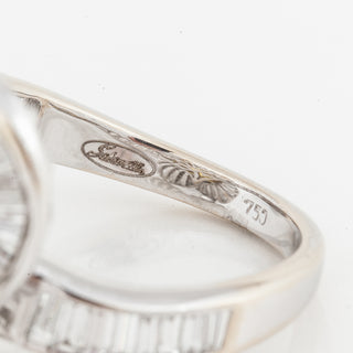 Estate Salavetti 18K White Gold Golden Sapphire Ballerina Ring with Diamonds