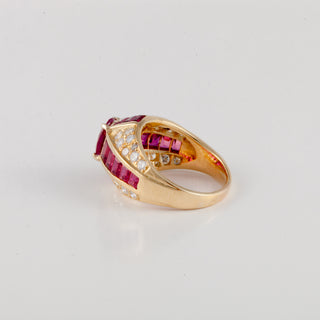 Vintage Oscar Heyman 18K Ruby Dome Ring with Diamonds