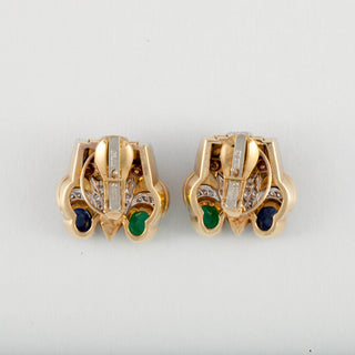 Vintage David Webb Two-Tone Multi Gem & Diamond Earrings