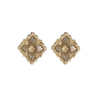 Buccellati Opera Tulle Yellow Gold Button Earrings in Mother-of-Pearl