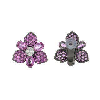 Estate Diamond & Pink Sapphire Flower Earrings