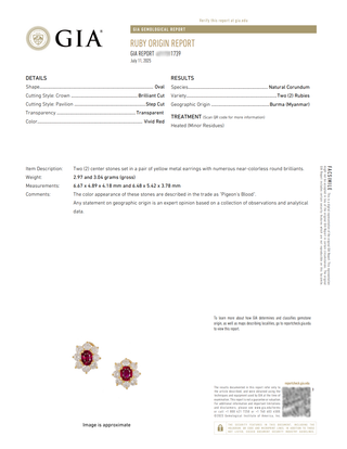 18K Gold Ruby Stud Earrings with Diamonds