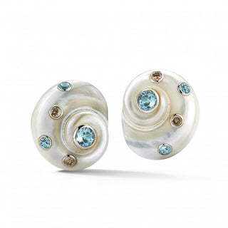 Trianon 18K White Gold White Umbonium Shell Earrings
