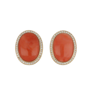 Estate 18K Gold Coral Day/Night Earrings with Diamonds