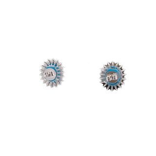 Maharaja 18K White Gold Turquoise and Diamond Stud Earrings