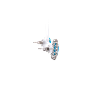 Maharaja 18K White Gold Turquoise and Diamond Stud Earrings