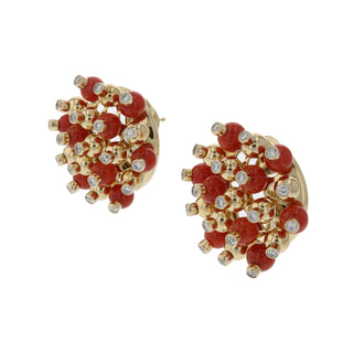 Aletto Brothers 18K Gold Coral Bead Earrings with Diamonds