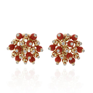 Aletto Brothers 18K Gold Coral Bead Earrings with Diamonds