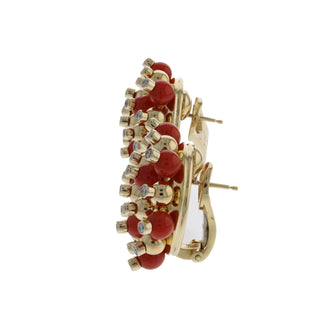 Aletto Brothers 18K Gold Coral Bead Earrings with Diamonds