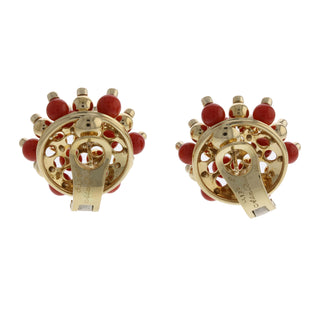 Aletto Brothers 18K Gold Coral Bead Earrings with Diamonds
