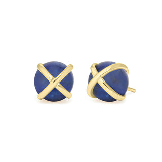 L. Klein 18K Gold Lapis Celeste Stud Earrings