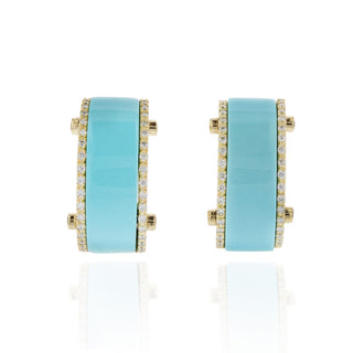 Aletto Brothers 18K Gold Turquoise Bridge Earrings with Diamonds