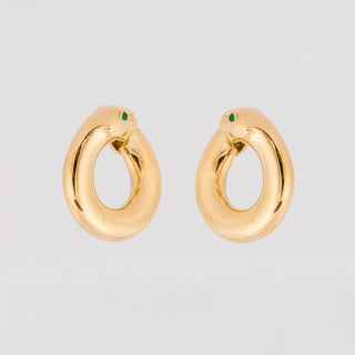 Vintage Cartier 18K Gold Emeralds Hoop Earrings