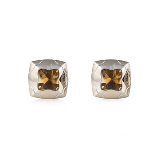Bulgari 18K White Gold Sugarloaf Citrine Clip Earrings