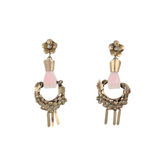 Victorian Two-Tone Carved Coral Drop Earrings