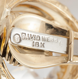 Estate David Webb 18K Gold Rock Crystal Button Earrings