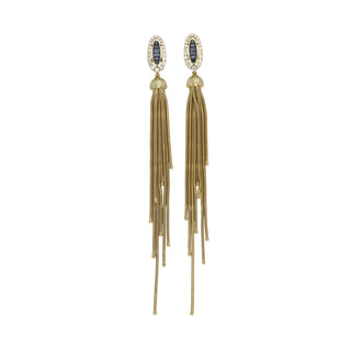 Vintage 18K Sapphire & Diamond Long Fringe Earrings