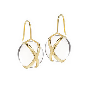 L. Klein 18K Gold Rock Crystal Prisma Earrings
