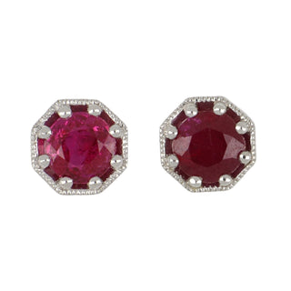 18K White Gold Ruby Stud Earrings