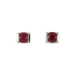 Estate 10K White Gold Ruby Stud Earrings