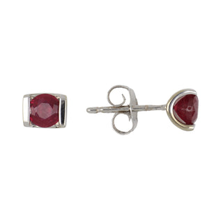Estate 10K White Gold Ruby Stud Earrings